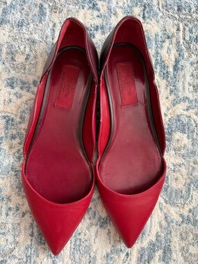 Valentino Red Pointed Leather Flats